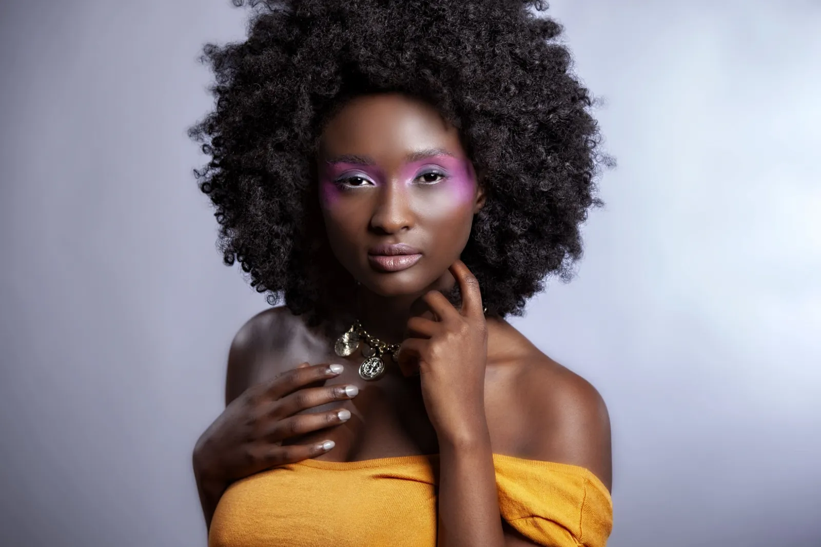 Beauty Black Woman With Gorgeous Hair and Deep Smooth Chocolate Skin