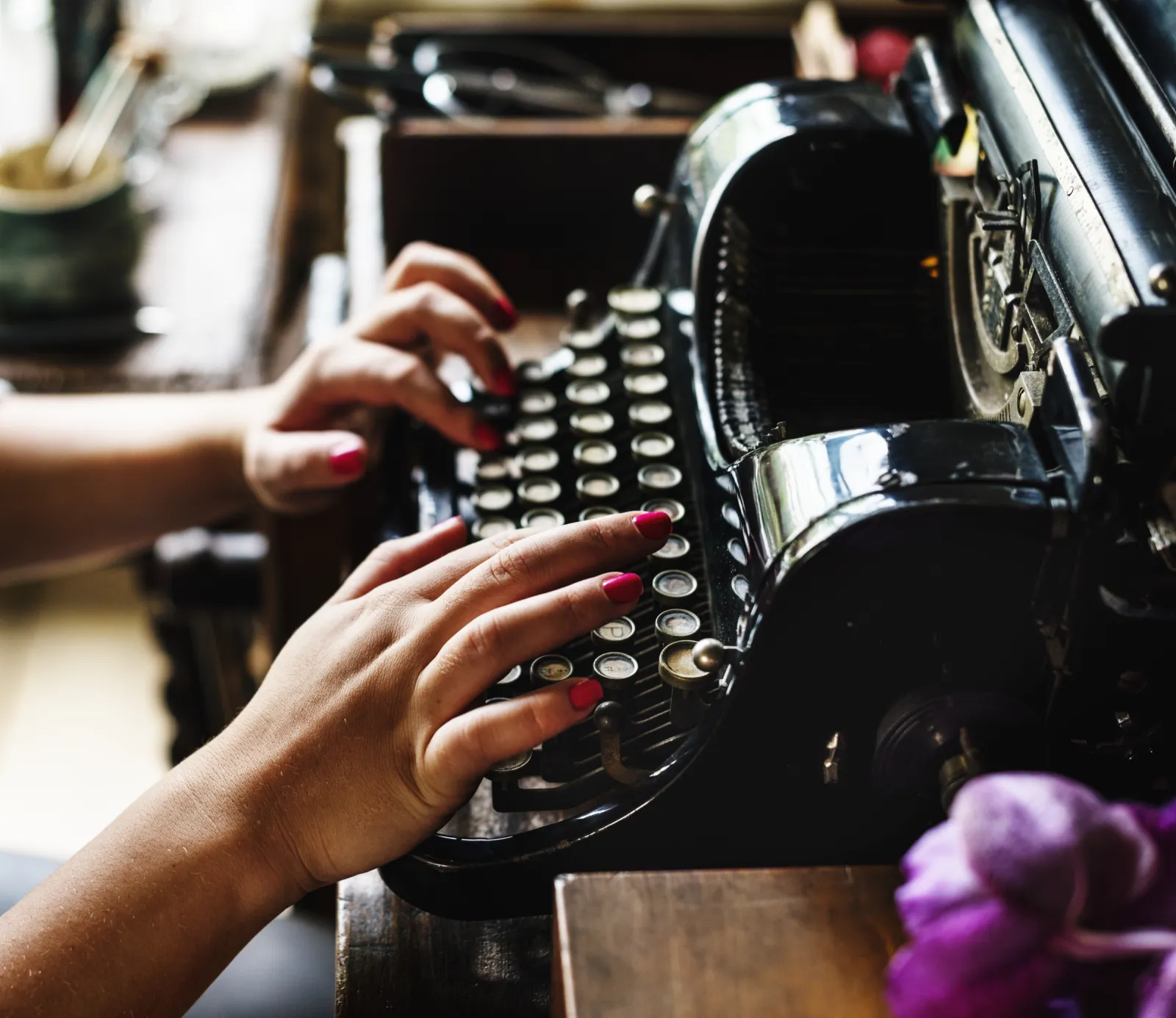 Woman Typing To Emphasize Writers In My Family